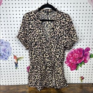 Versona Brown and Black Ruched Fitted Blouse